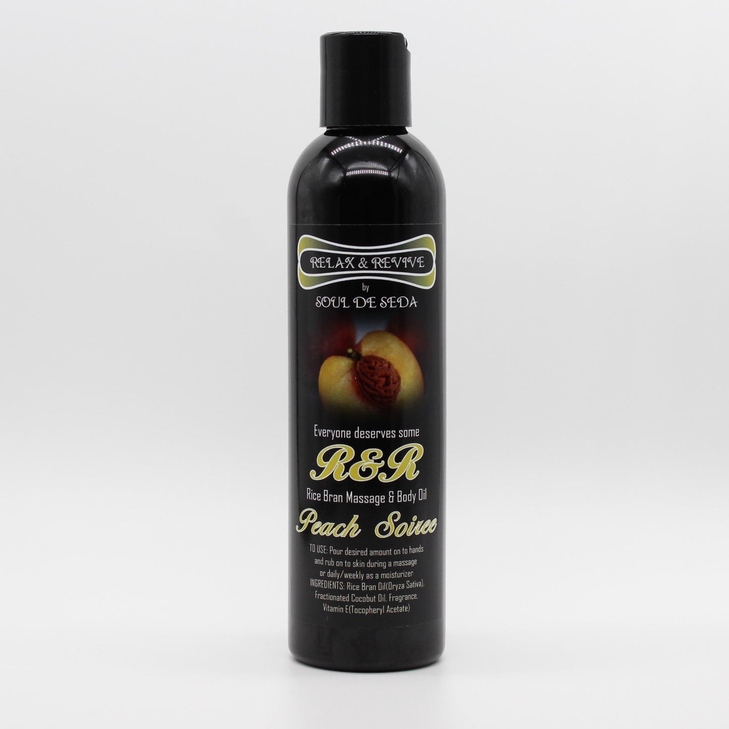 Soul De Seda Relax & Revive Massage/Body Oil 8floz Peach Soire